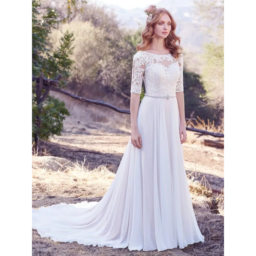 Illusion Bateau Neckline Wedding Dress