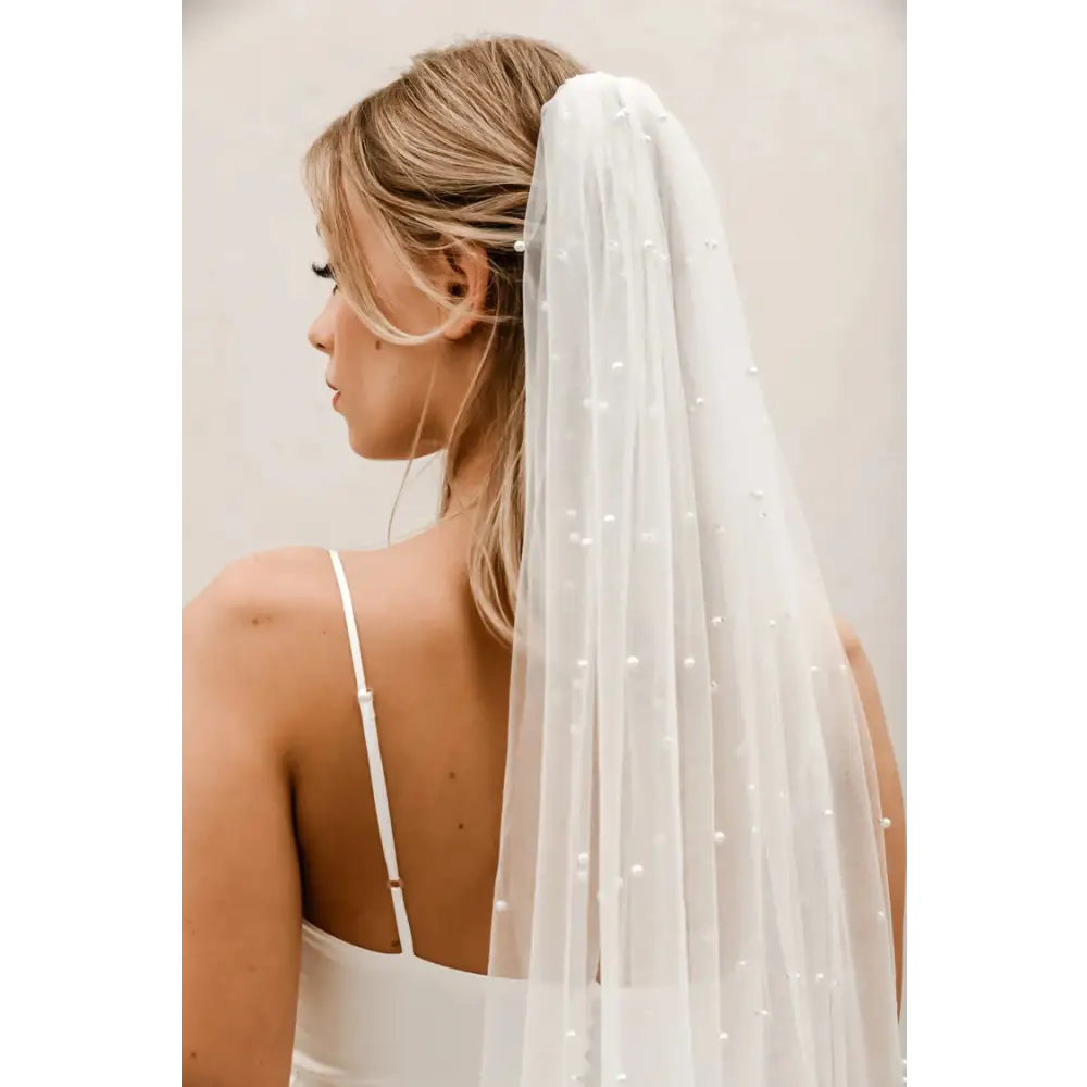Pearl Cathedral Length Wedding Veil with Scattered Beading  Cathedral  length wedding veil, Wedding dresses simple, Wedding veil
