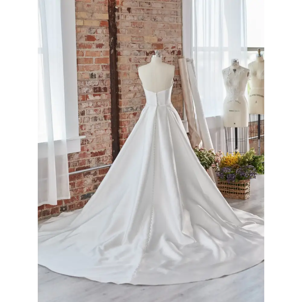 Satin Detachable Train Wedding Dress